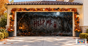 Help Me Wall Halloween Garage Door Cover