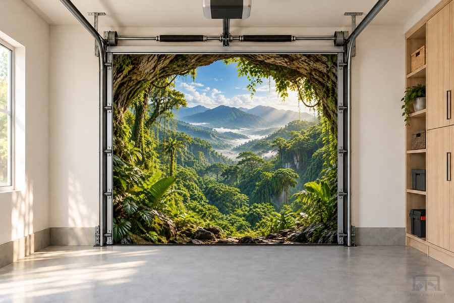 Hidden Valley View interior garage door cover — one-car front view