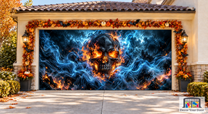 Inferno Skull Halloween Garage Door Cover