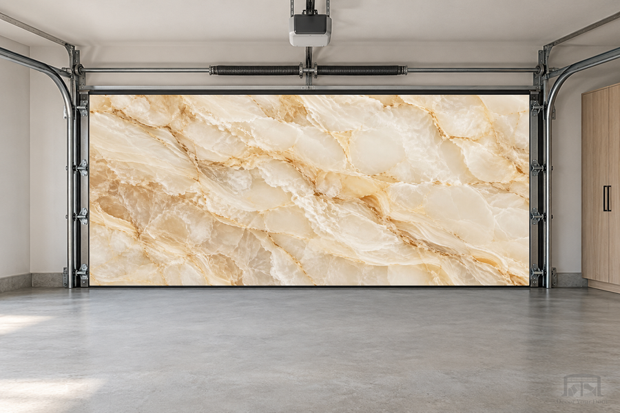 Ivory Onyx Elegance interior garage door cover — two-car front view