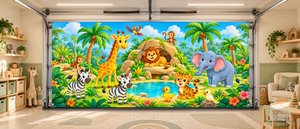 Aventura de amigos de la selva – Cubierta para puerta de garaje interior