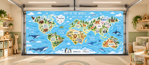 Aventura en el mapa del mundo para pequeños exploradores – Cubierta para puerta de garaje interior
