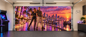 Lucia & Jason Neon Waterfront Duo — Interior Garage Door Cover