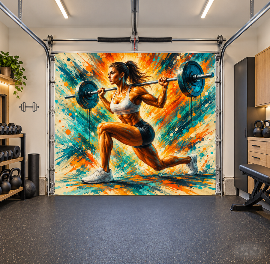 Lunge Power Motion interior garage door cover — one car front