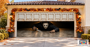 Michael Myers Under the Rusty Door Halloween Garage Door Cover