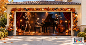 Midnight Bone Jazz Halloween Garage Door Cover