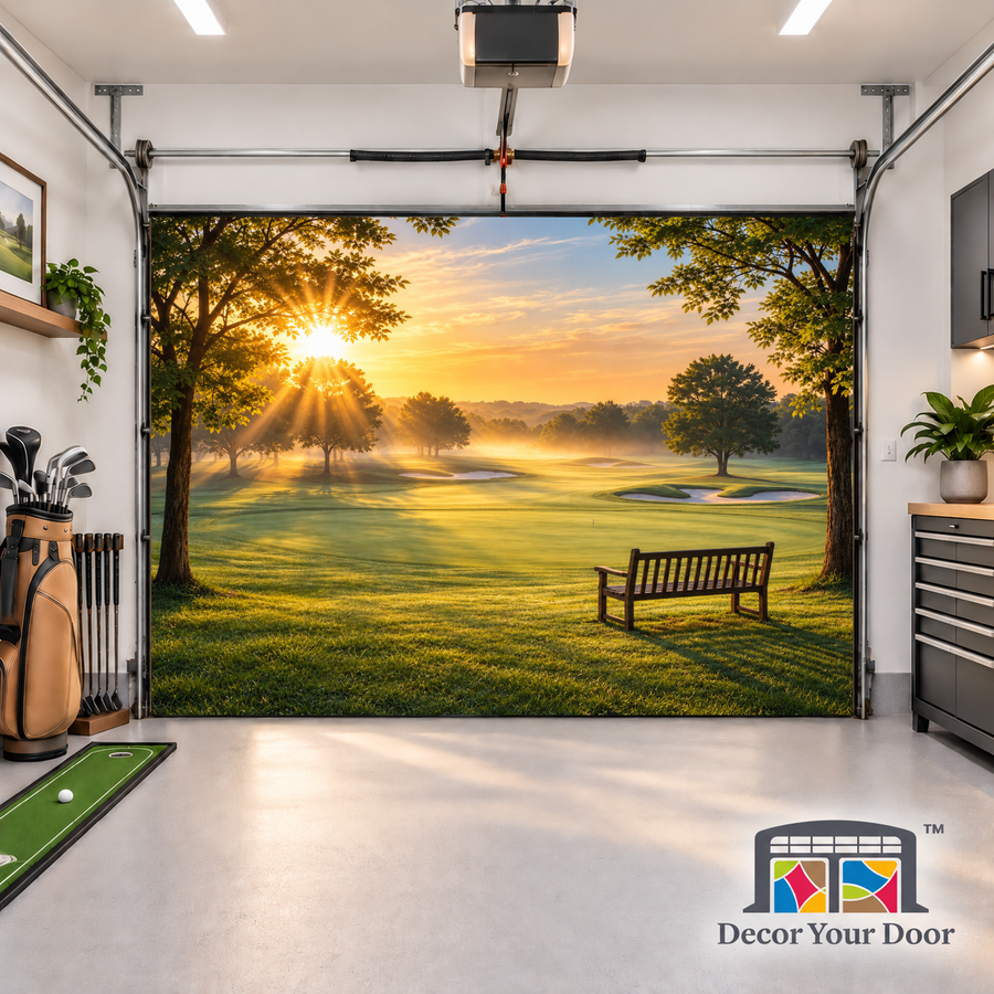 Morning Fairway Focus interior garage door cover — one-car front view