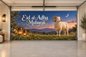 Moonlit Meadow Welcome Eid al-Adha Interior Garage Door Cover