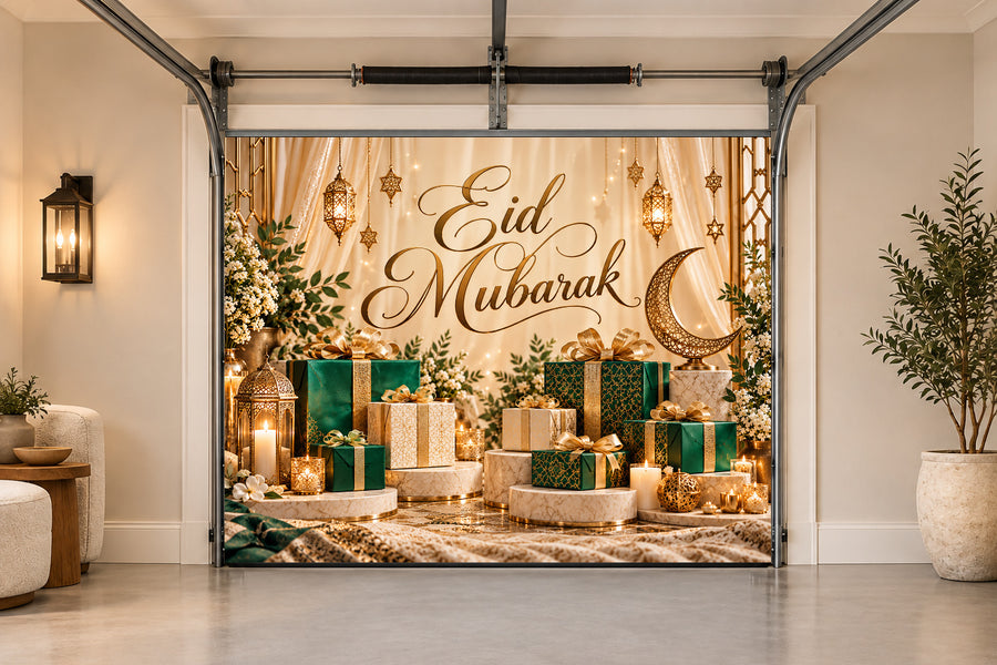 Emerald Gift Gallery Eid al-Fitr interior garage door cover, One car front view