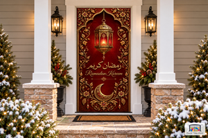 Ruby Lantern Welcome Ramadan Front Door Cover