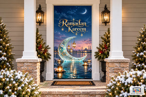 Aqua Tidal Welcome Ramadan Front Door Cover