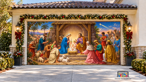 Nativity Fresco Christmas Garage Door Cover