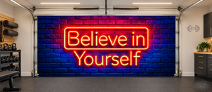 Neon Believe – Cubierta motivacional para puerta de garaje 