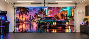 Neon Boulevard Nights — Interior Garage Door Cover
