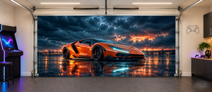 Funda para puerta de garaje Neon Storm Supercar