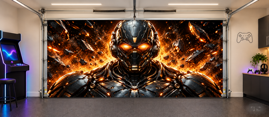 Neon Vanguard interior garage door cover — two car front