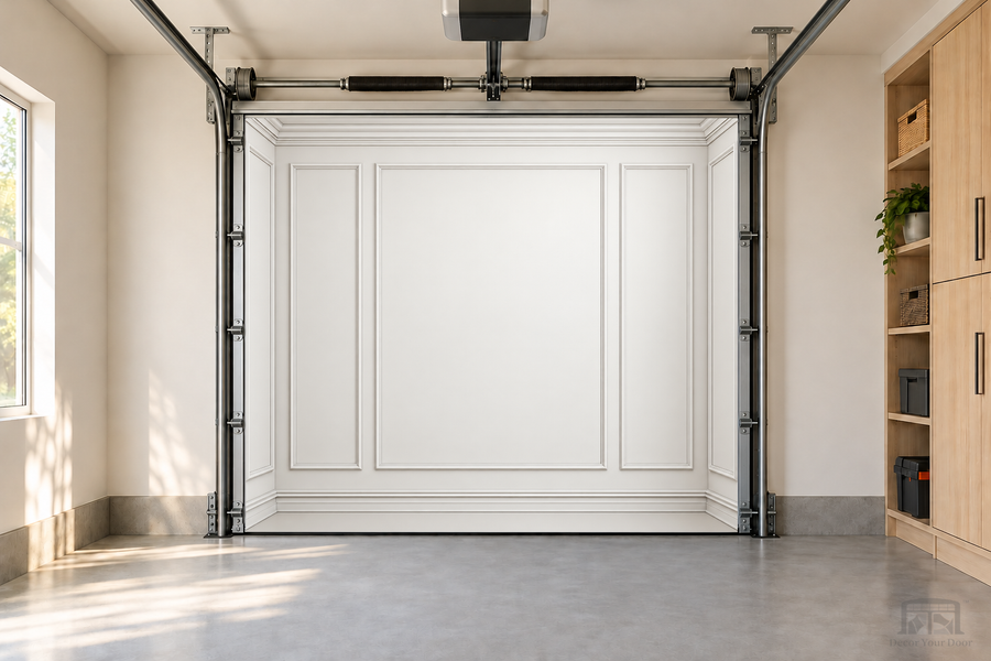 Nordic Panel Elegance interior garage door cover — one-car front view