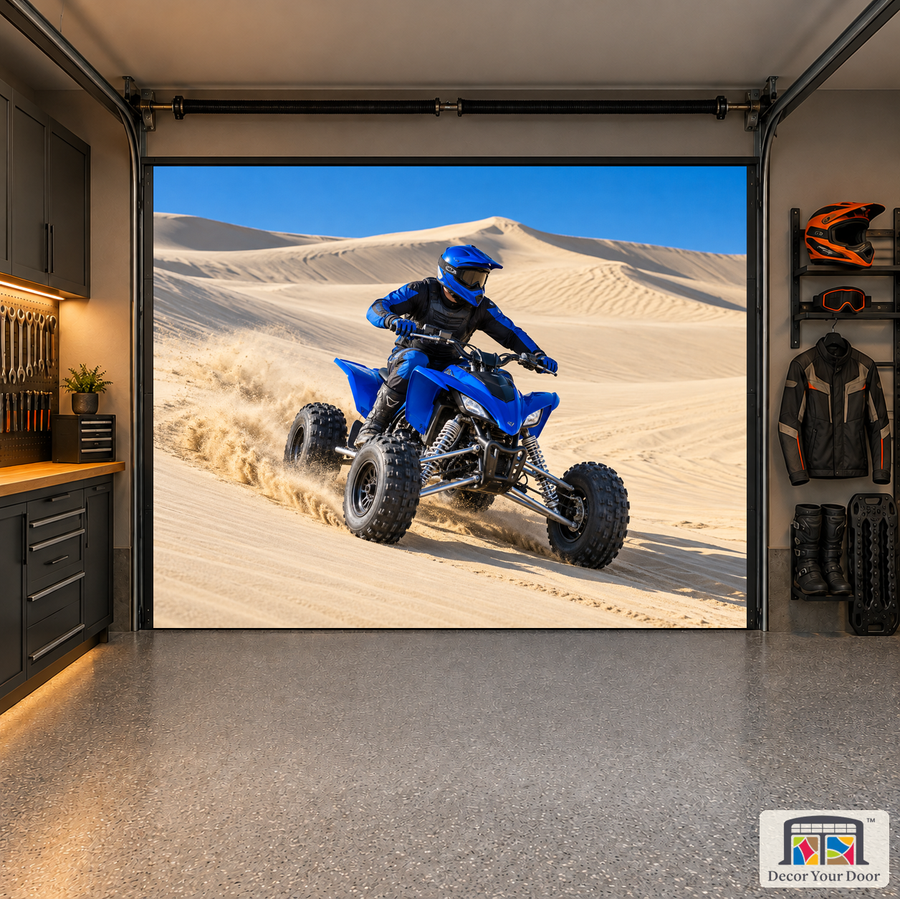 Dune Sprint interior garage door cover — one-car garage front view