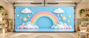 Sueño arcoíris pastel – Funda para puerta de garaje interior