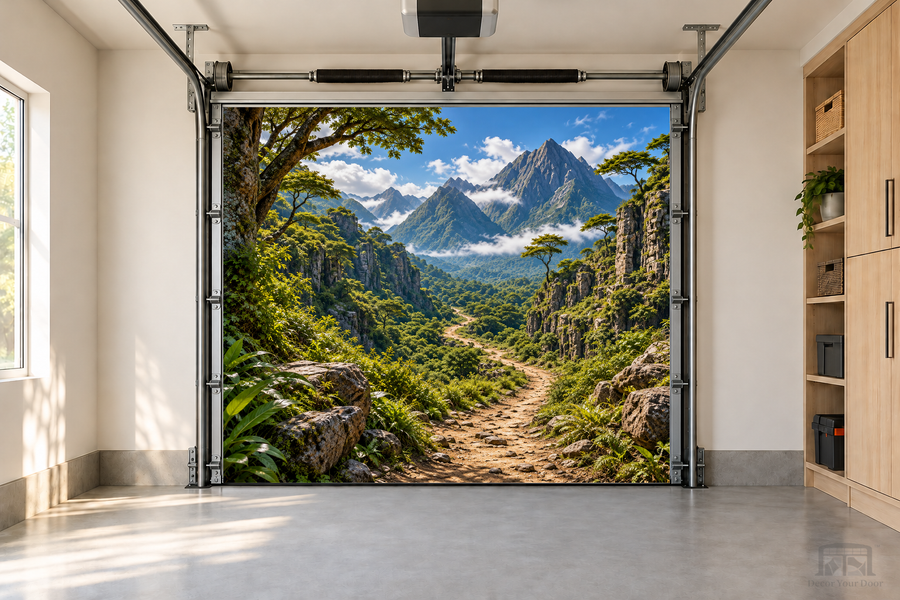 Path of Serenity interior garage door cover — one-car front view