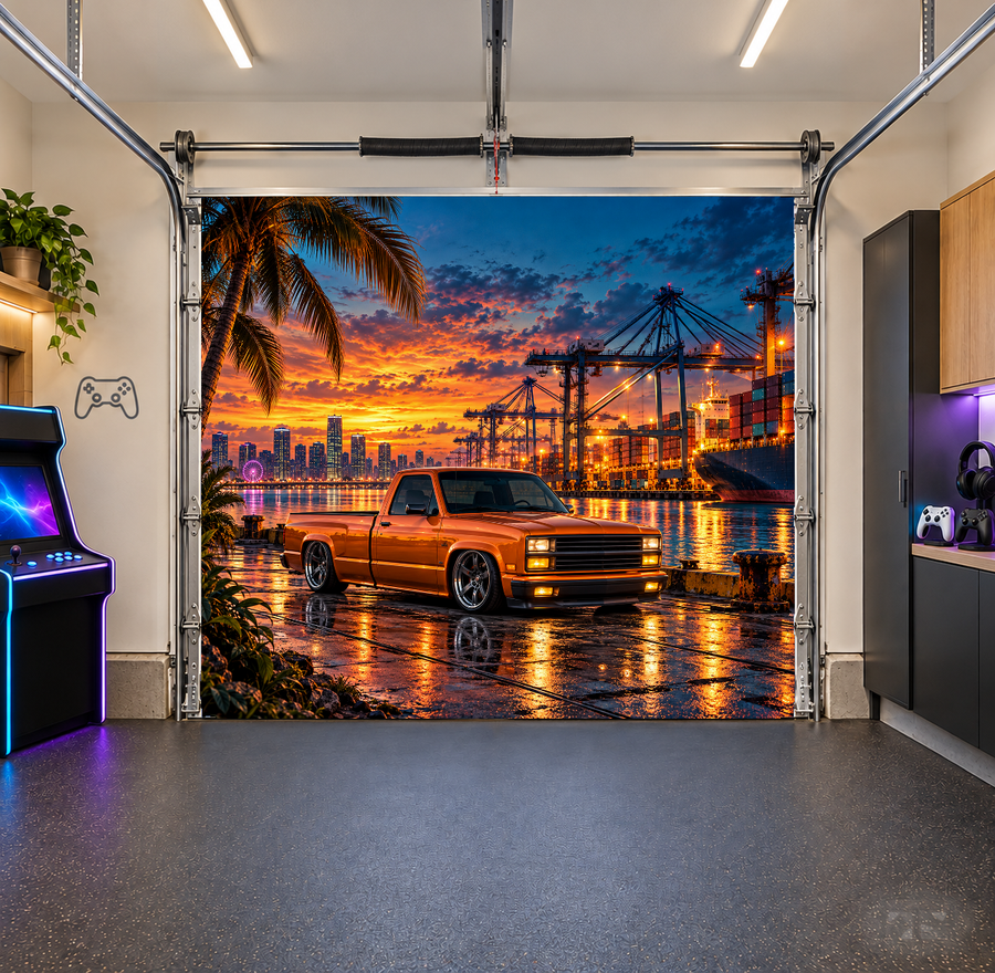 Portside Pulse interior garage door cover — one car front