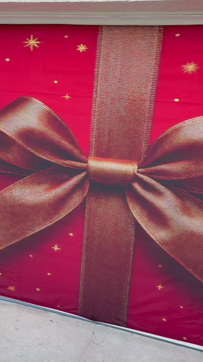 Red Ribbon Wonder – Christmas Garage Door Cover