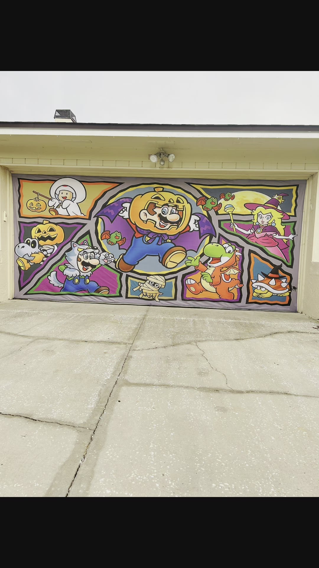 Happy Mario Halloween Garage Door Cover Banner Backdrop
