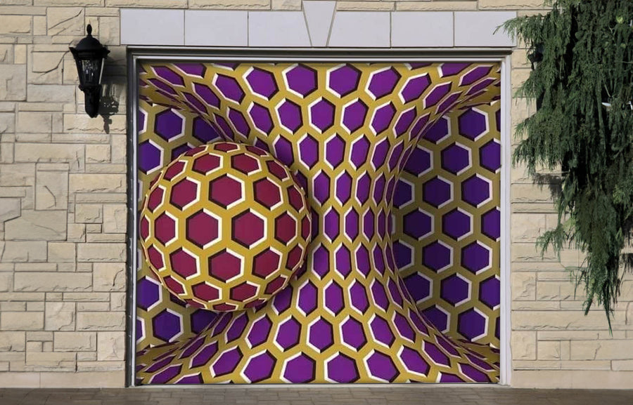 Cubierta para puerta de garaje con diseño de ilusión psicodélica