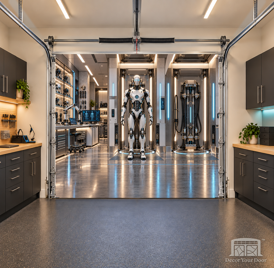Titanium Awakening interior garage door cover — 8 x 7 ft one-car garage, front view