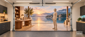 NEO Tan Lakeside Dawn Studio — Interior Garage Door Cover