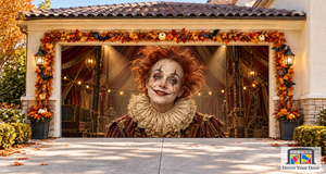 Rust Carnival Clown Halloween Garage Door Cover
