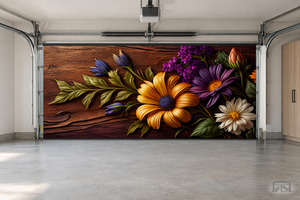 Rustic Bloom Harmony – Cubierta para puerta de garaje interior