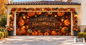 Rustic Pumpkin Greeting Halloween Garage Door Cover