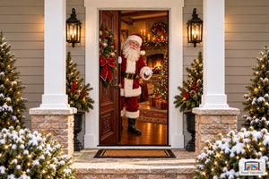 Santa Opens the Mahogany Door Front Door Cover