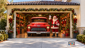 El coche clásico de Papá Noel: Cubierta navideña para la puerta del garaje