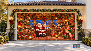 Santa's North Pole Workshop Christmas Garage Door Cover