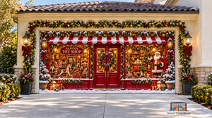 Santa's Toy Shop Christmas Garage Door Cover