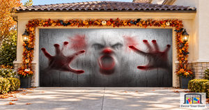 Fanget uhyggelig Halloween-klovn – garageportovertræk