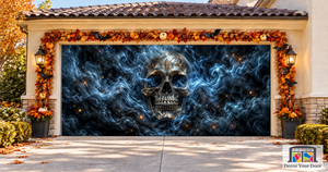 Skull in Storm Smoke Halloween Garage Door Cover