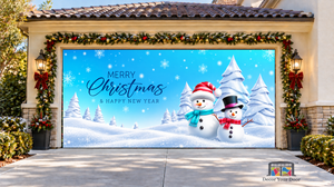 Snowman Wonderland Christmas Garage Door Cover