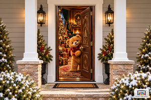Teddy Bear Christmas Welcome Front Door Cover