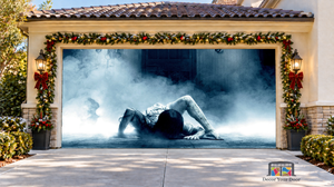 Banner decorativo para puerta de garaje de la película de terror El Aro