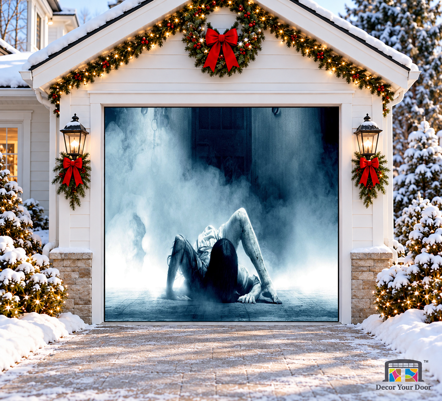 The Ring Halloween Garage Door Cover — one-car front view