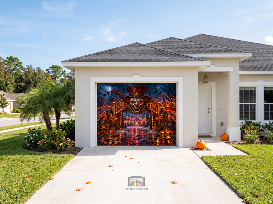 Alternate view of The Nightmare Carnival Halloween Garage Door Cover