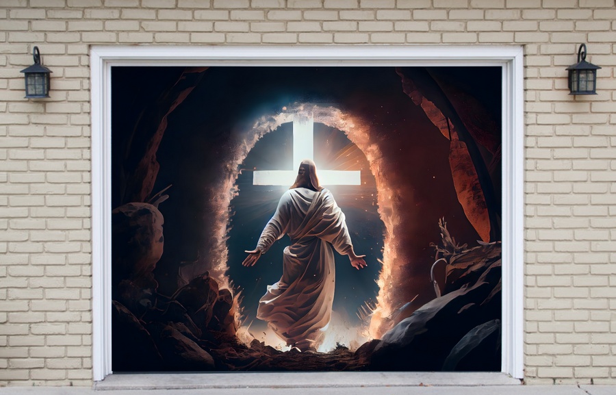 The Risen Lord Jesus Garage Door Cover Banner Wrap