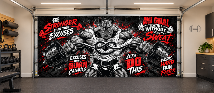 Unstoppable Strength interior garage door cover — two car front