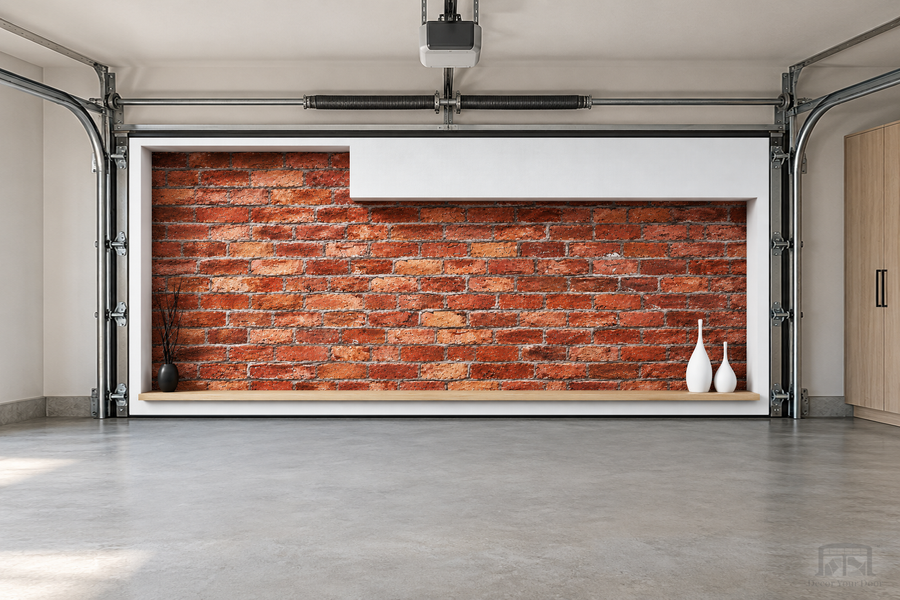 Urban Brick Display interior garage door cover — two-car front view
