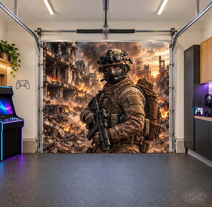 Urban Warzone Sentinel interior garage door cover — one car front
