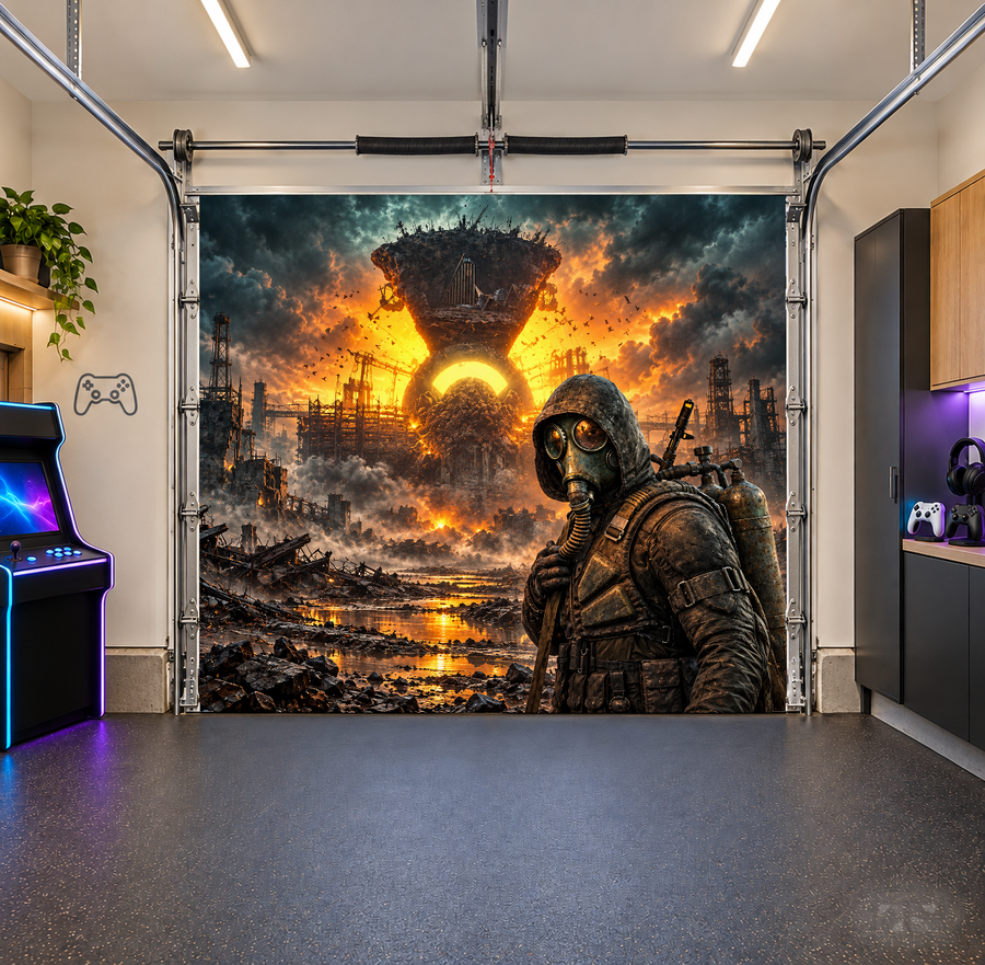 Wasteland Sentinel interior garage door cover — one car front