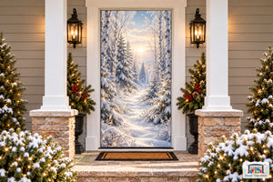 White Christmas Front Door Cover